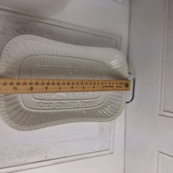 Cream Porcelain Serving Dish Give Us This Day Our Daily Bread - Picture 5 of 6